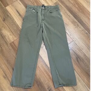 Polo Jeans Co Ralph Lauren Mens 35x30 Olive Green Cotton Twill Straight Leg Pant